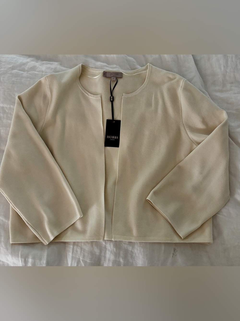 Hobbs Ella Cream Open-Front Women's Cardigan size XL NWT